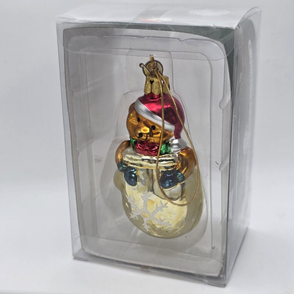 Kurt Adler KSA Medallion Collection Glass Snowman Ornament RD401 Christmas 3.5"